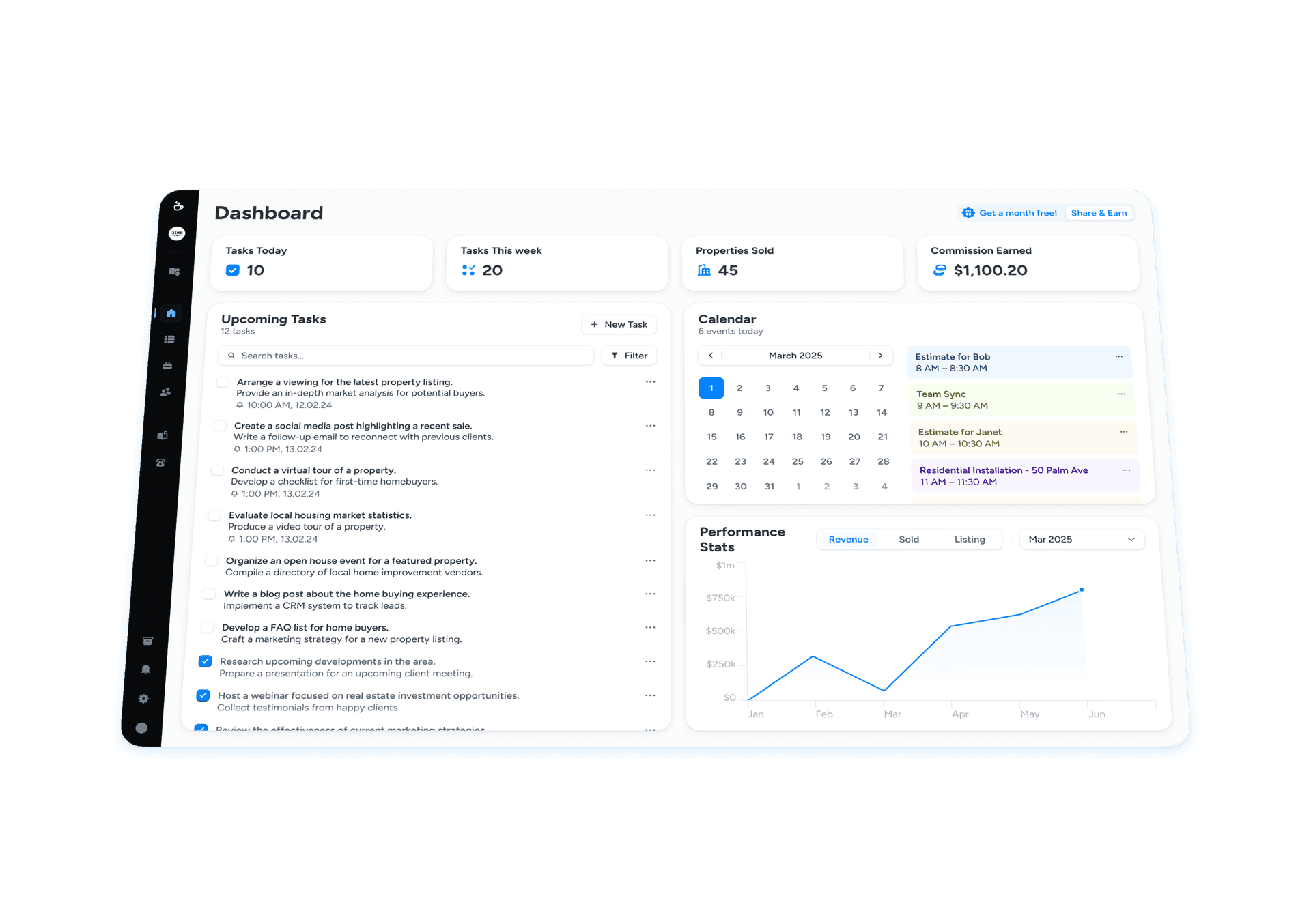 Unreal CRM Dashboard